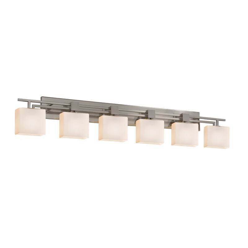 Justice Design Fusion Aero 6-light Brushed Nickel Bath Bar, Mercury Rectangle Shade