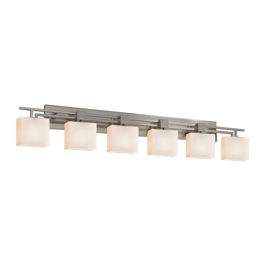 Justice Design Fusion Aero 6-light Brushed Nickel Bath Bar, Mercury Rectangle Shade