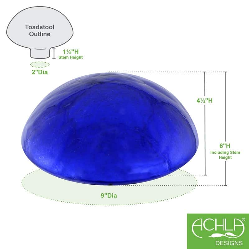Achla Designs Glass Toadstool Gazing Globe Ball, 9 Inch Diameter
