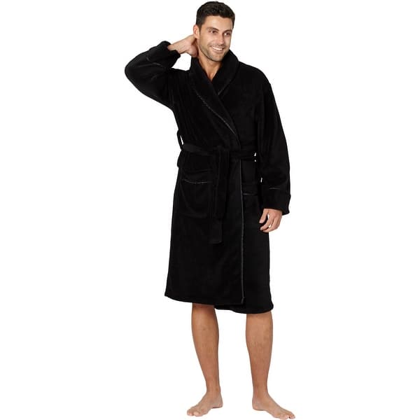Intimo Alexander Julian Mens Super Soft Cozy Plush Robe with Satin Trim ...