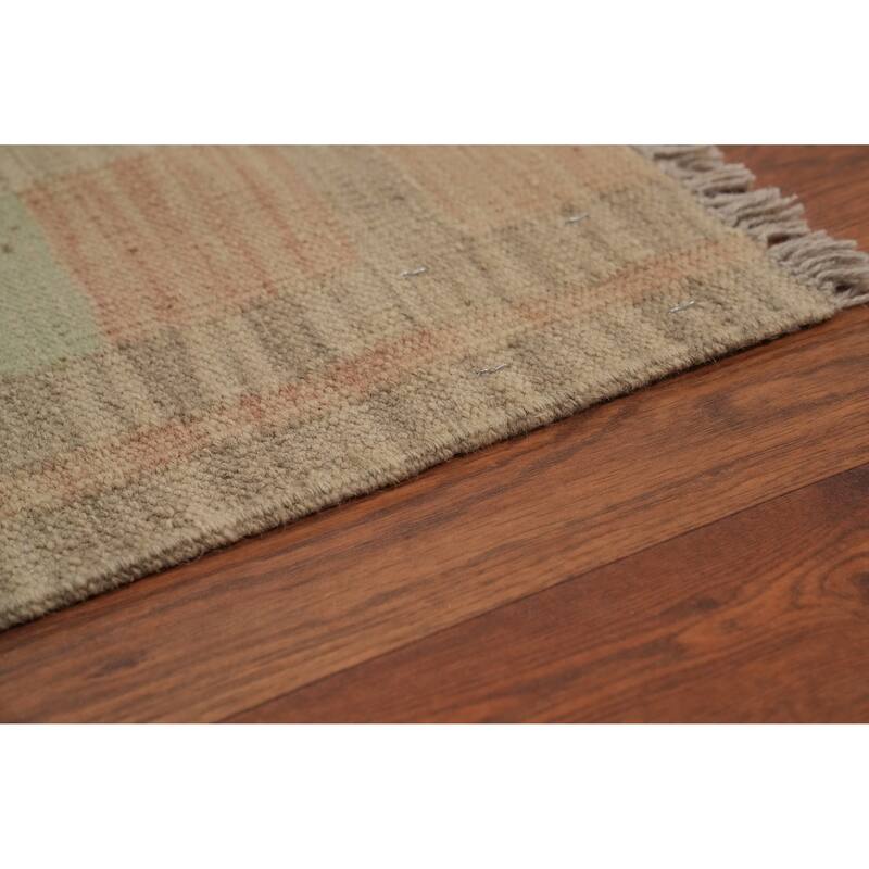 Hand Woven Oriental 100% Wool Carpet Southwestern Geometric Multi-Colored Kilim Area Rug - 8' 2'' X 5' 4''