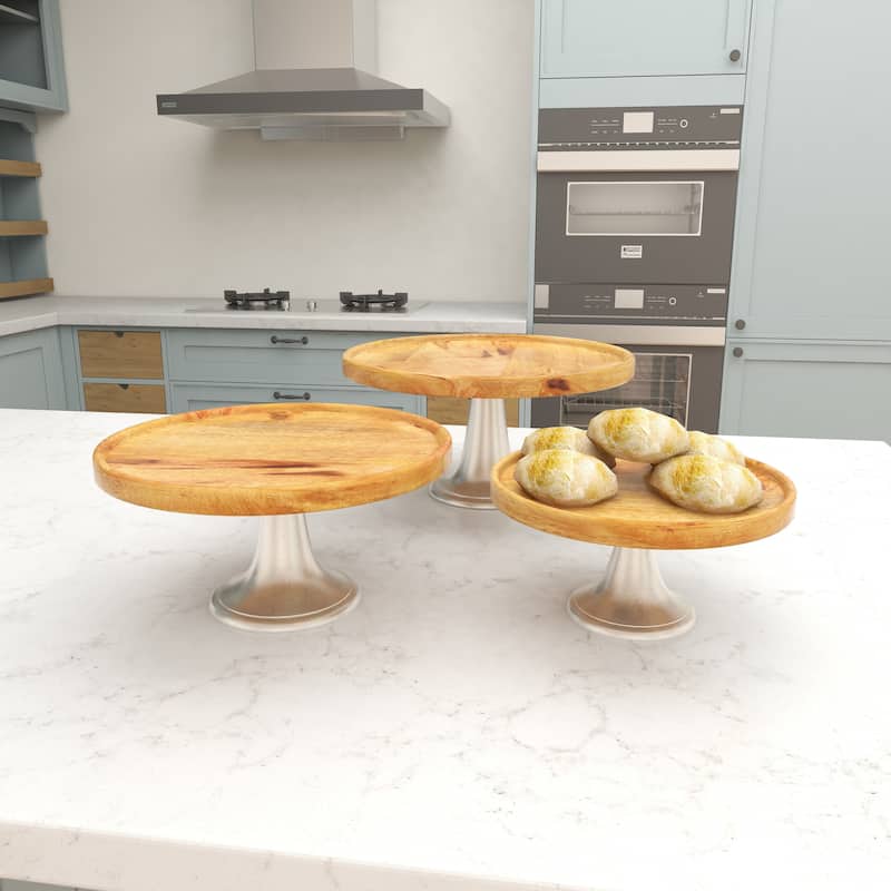 Modern Wood Natural Cake Stand (Set of 3)