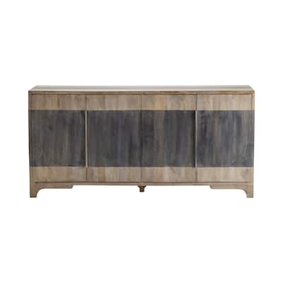 Mango Wood Four-Door Two Toned Living Room Buffet Sideboard, Coffee Bar Cabinet - 70"W x 18"D x 33.5"H