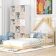 preview thumbnail 11 of 16, Twin Size Wood Floor Bed with House-shaped Headboard