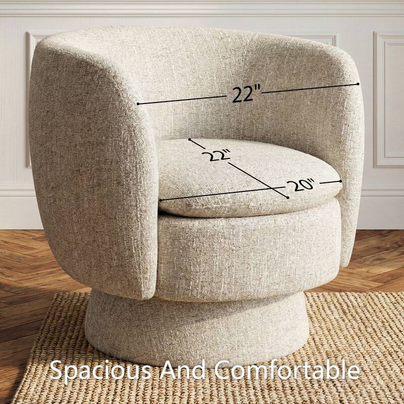 Upholstered 360 Swivel Barrel Accent Armchair