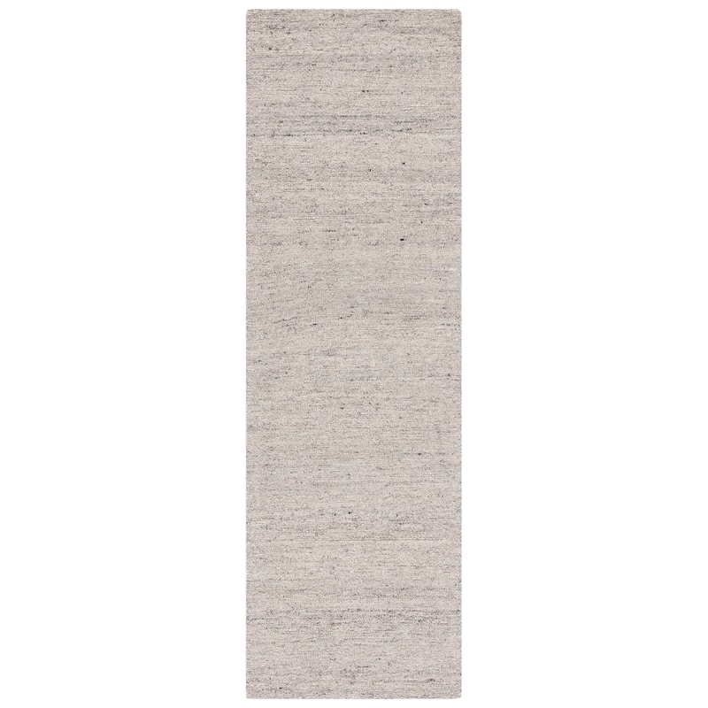 SAFAVIEH Handmade Himalaya Byzantium Solid Wool Rug - 2'3" x 8' Runner - Beige/Light Grey