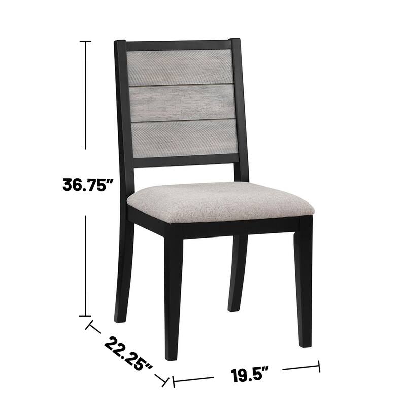 Dining Chairs Set of 2, Upholstered Seat in Grey and Black