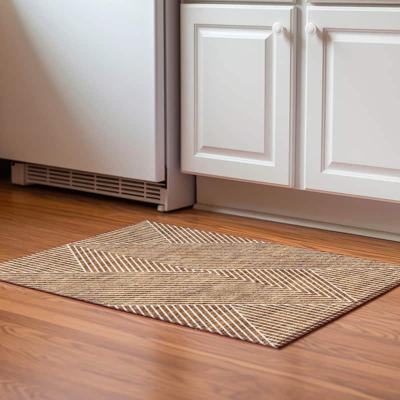 Premium Washable Super Soft Modern Geo Mayfield Rug - Terracotta - 1'8" x 2'6"