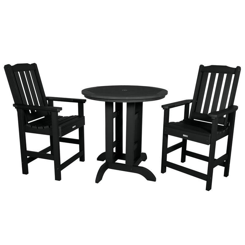 Lehigh 3-piece Counter Height Outdoor Dining Set - 36" Round Table - Black
