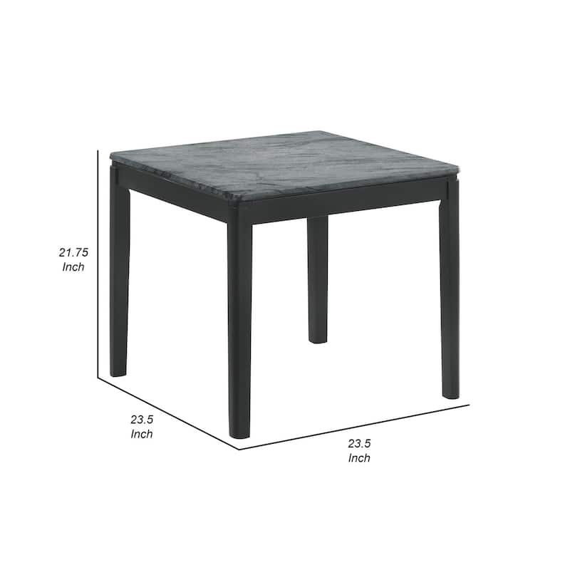23.5 in. Black and Gray Square Faux Marble End Table, Sturdy Build End Side Table for Living Rooms
