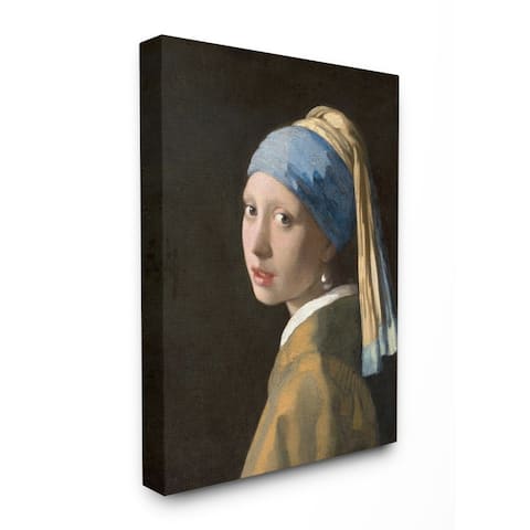 The Stupell Home Decor Collection Vermeer Girl with A Pearl Earring Portrait Painting, 16 x 20, Proudly Made in USA