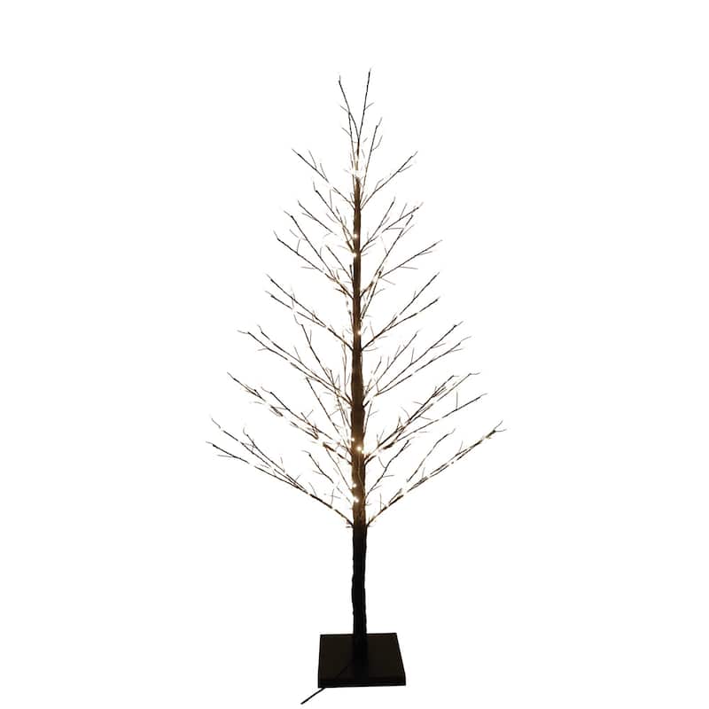 Pre-Lit Black Artificial Birch Twig Christmas Tree - 4' - Warm White LED Lights