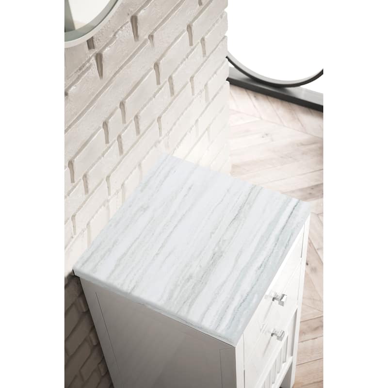 James Martin Vanities Athens 15" Cabinet w/ Drawers and Door, Glossy White - Arctic Fall Solid Surface