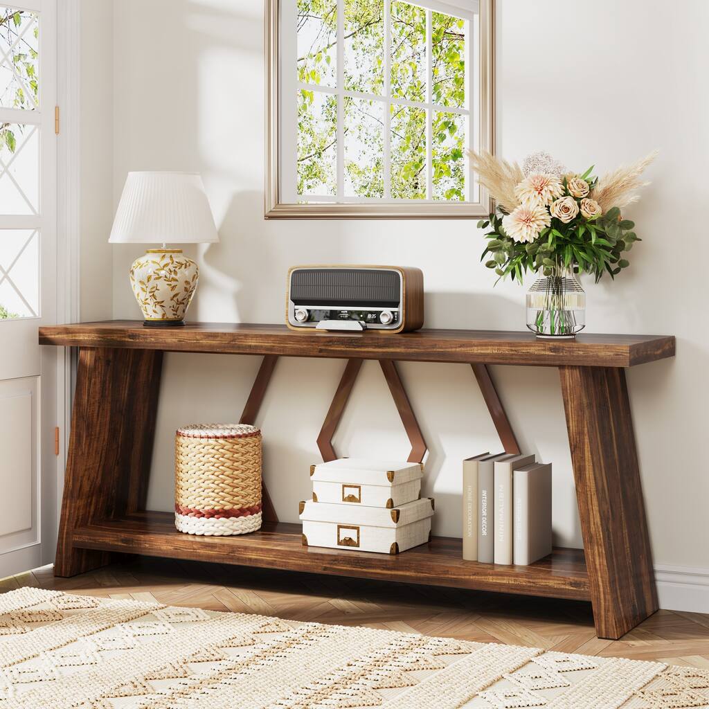 70.86-Inch Console Table, Wood Entryway Table with Storage, Couch Side Foyer Hallway Accent Table for Living Room, Entrance