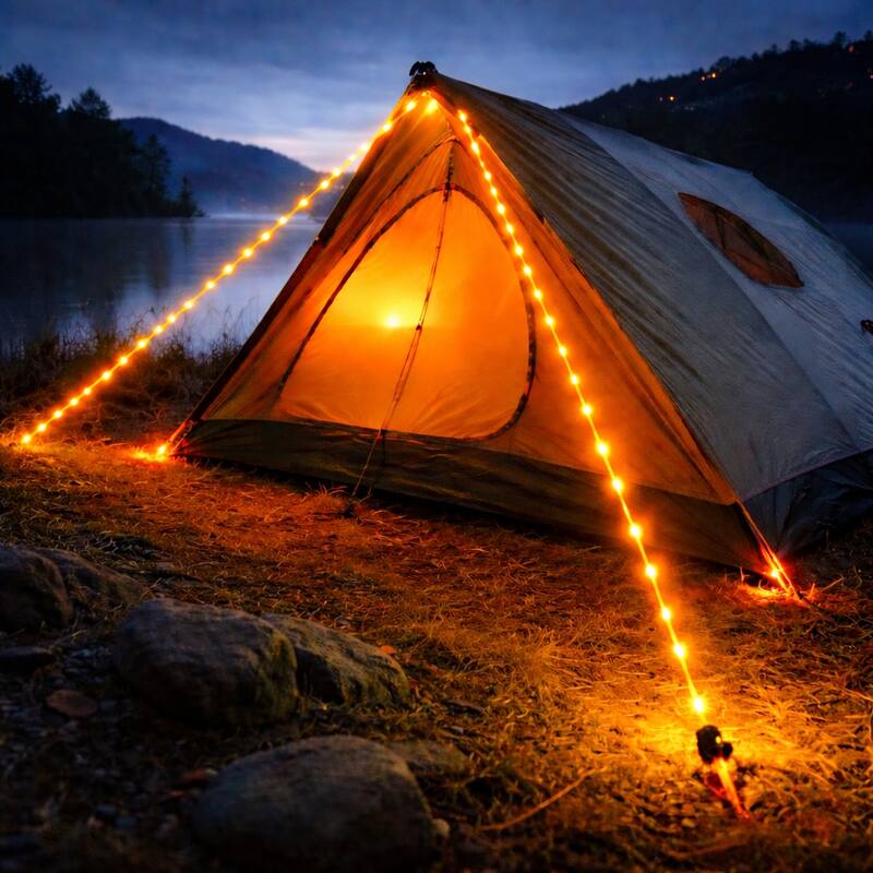 Novelty Lights Solar Paracord Rope, 23ft Green Glow Rope with Remote