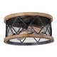 preview thumbnail 1 of 6, Bremerton 13-in W Bronze Wire Cage Industrial Flush Mount Ceiling Light - 13-in W x 6.25-in H x 13-in D Oil Rubbed Bronze and Burnished Teak - 13-in W x 6.25-in H x 13-in D