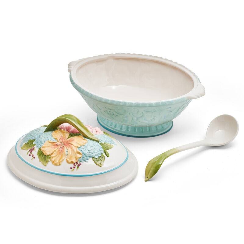 Fitz and Floyd Meadow Tureen and Ladle Set, 3.5 Quarts