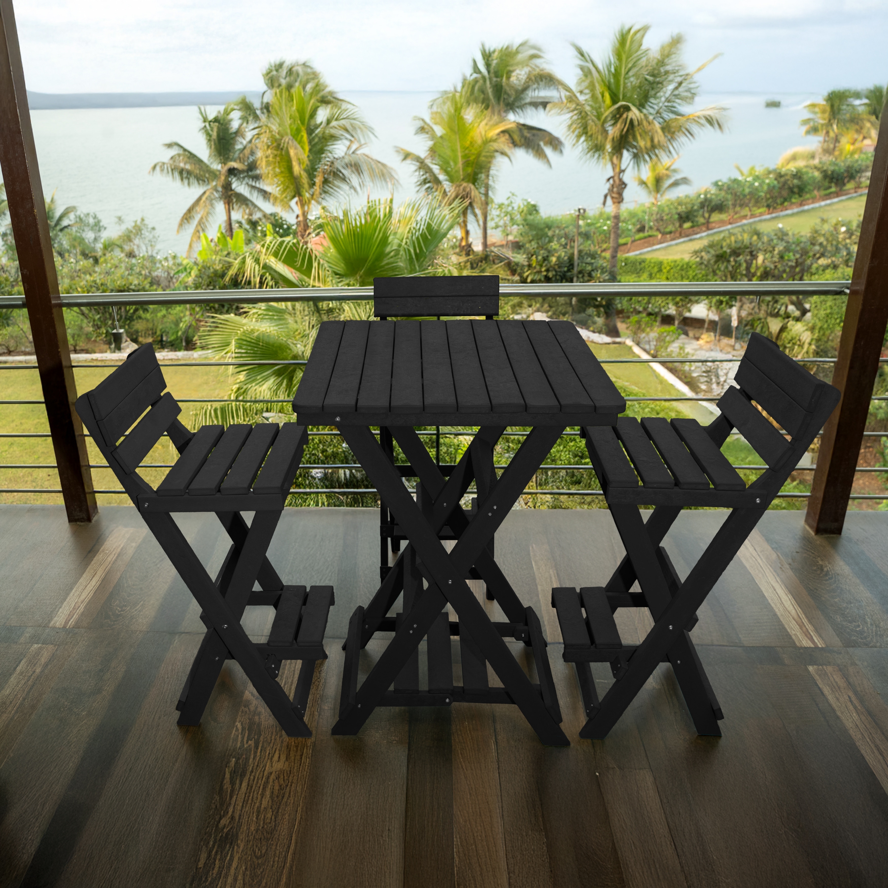 Key West Fully Assembled All-Weather Outdoor Folding Bar Set - 3-piece