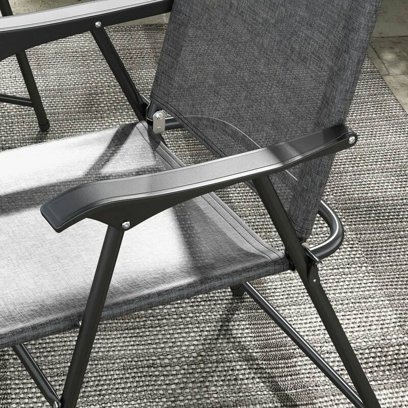 4-Piece Folding Camping Chair Set, Mesh Seats, Armrests for Lawn Patio