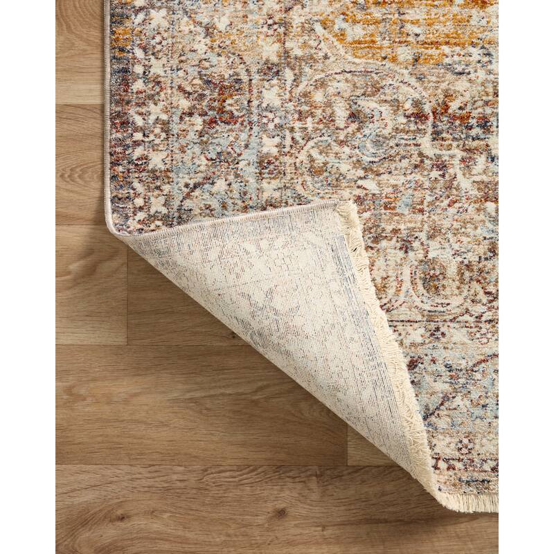 Alexander Home Anniki Distressed Medallion Traditional Area Rug with Micro Fringe