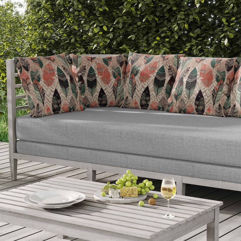 Leafy Mirage Indoor/Outdoor Reversible Throw Pillow Pink and Green