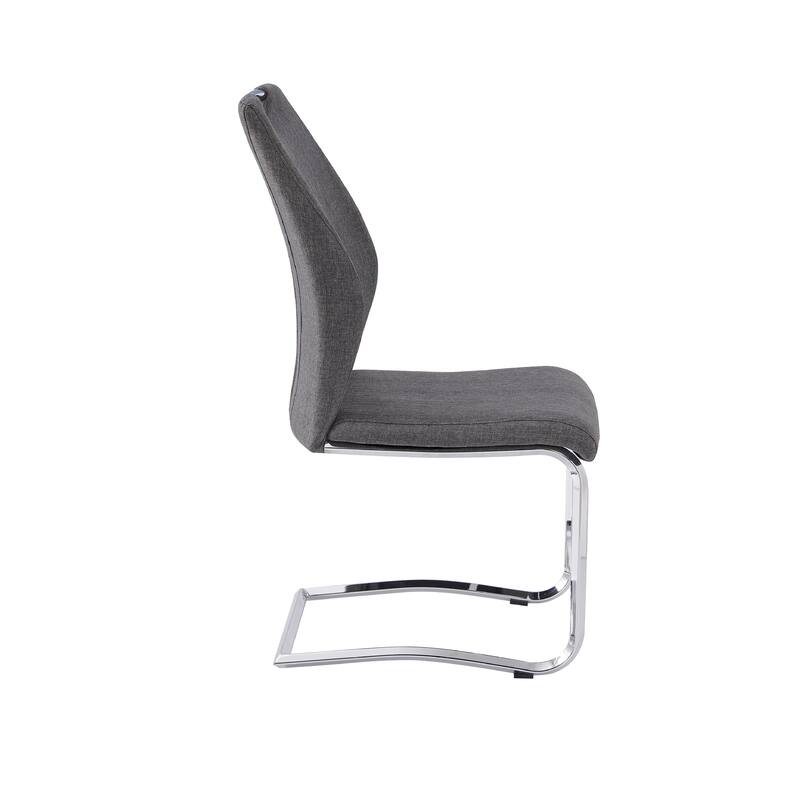 Upholstery Fabric Chrome Dining Chair, Set of 2
