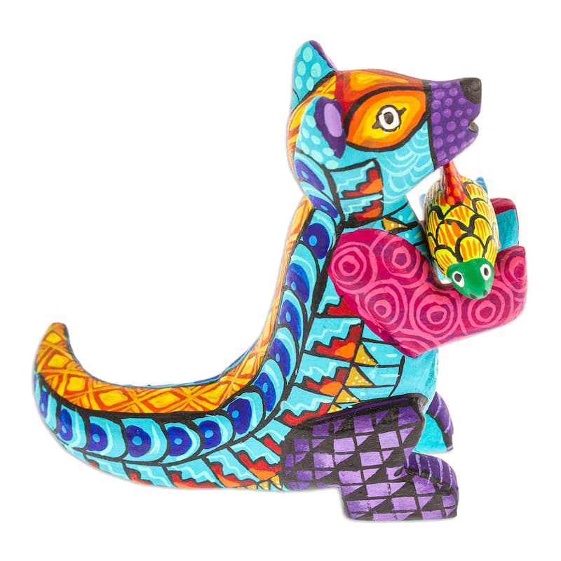 Novica Handmade Turquoise River Days Wood Alebrije Figurine