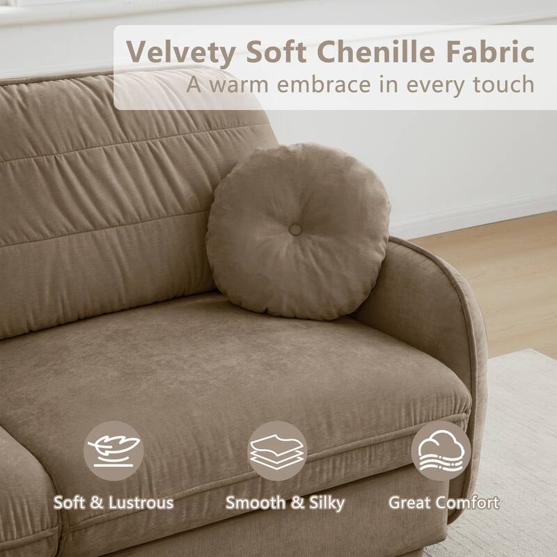 GDFStudio Alden Voss 137" Chenille Cloud 4-Seater Sofa with Quilted Back Cushions, Deep Seat
