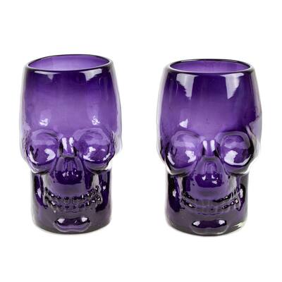 Novica Handmade Purple Skull Handblown Glass Tumblers (Pair)