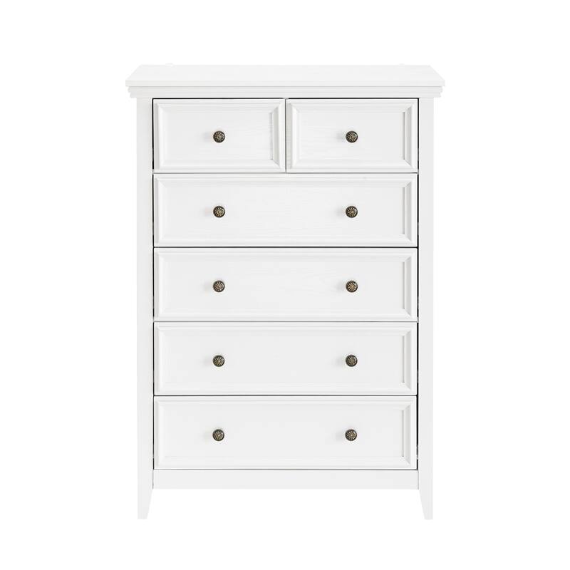 Modern 6 Drawers Dresser with Metal Handles and Metal Slide Rails