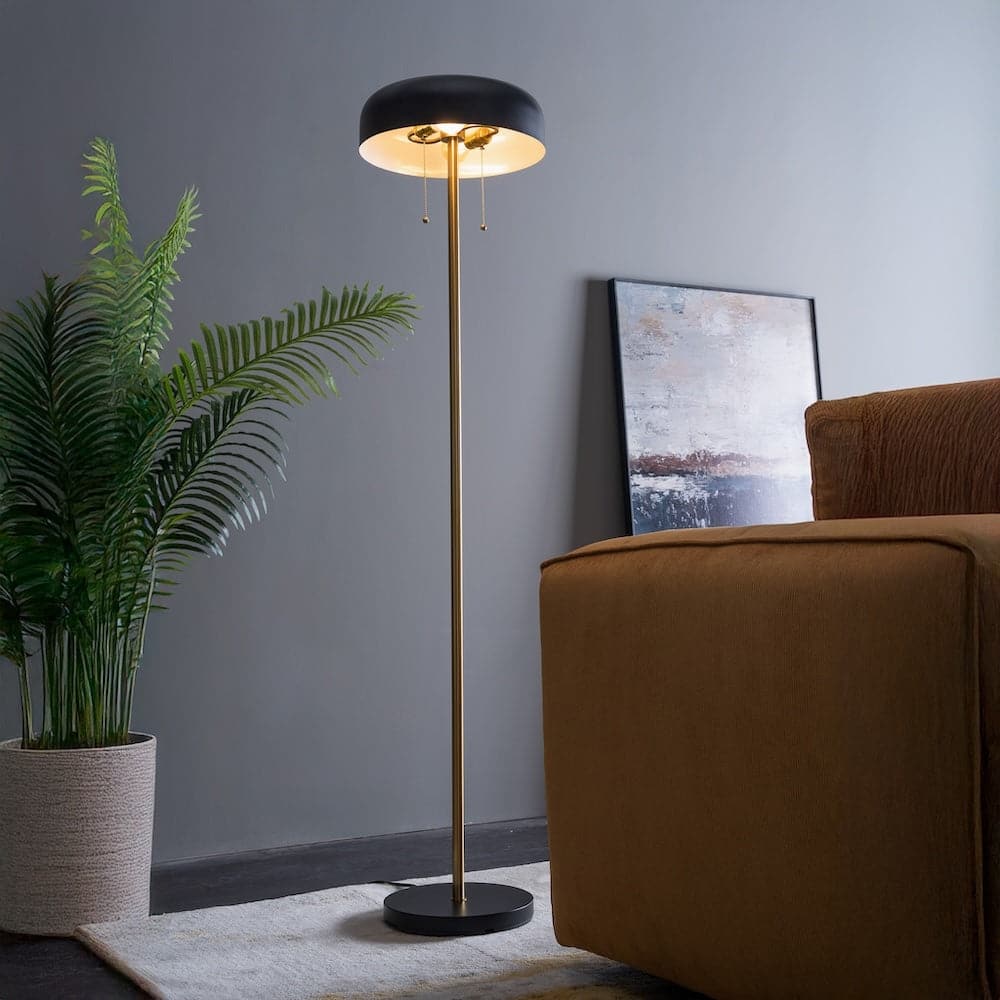 Modern Floor Lamp for Living Room, Floor lamp with Black Outer and White Inner 110-120V Tall Corner Lamp