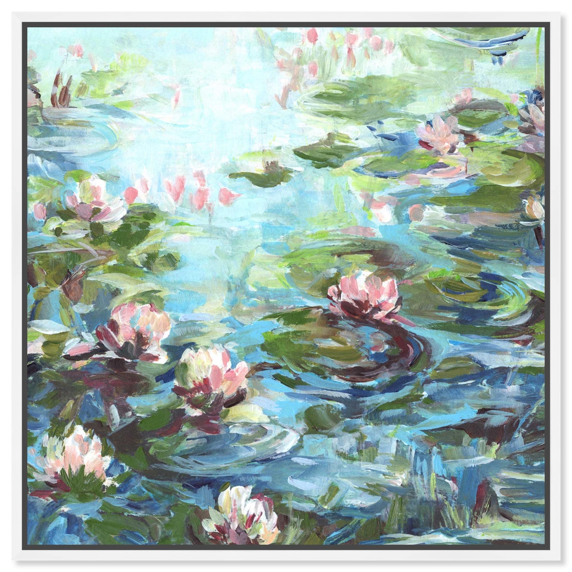 Petals on Water Coastal Wall Art Canvas Print by Art Remedy
