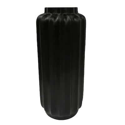 Bari Floor Vase- Large - Matte Black Finish on Resin
