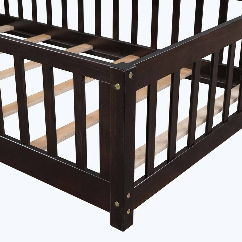 Durable Floor Platform Bed with Fence