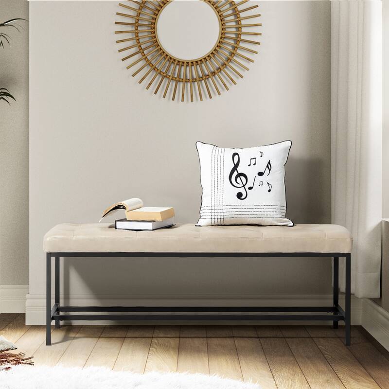 Horst 50 in.W Contemporary Upholstered Bench with Metal Legs by HULALA HOME