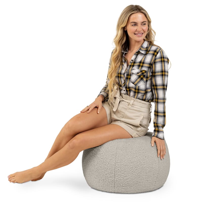 Jaxx Ellis Pouf - Modern Shearling Faux-Lamb Plush Fleece Ottoman