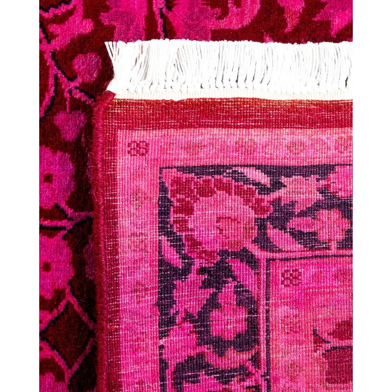 Overton Hand Knotted Wool Vintage Inspired Modern Contemporary Overdyed Pink Runner Rug - 2' 7" x 10' 2"