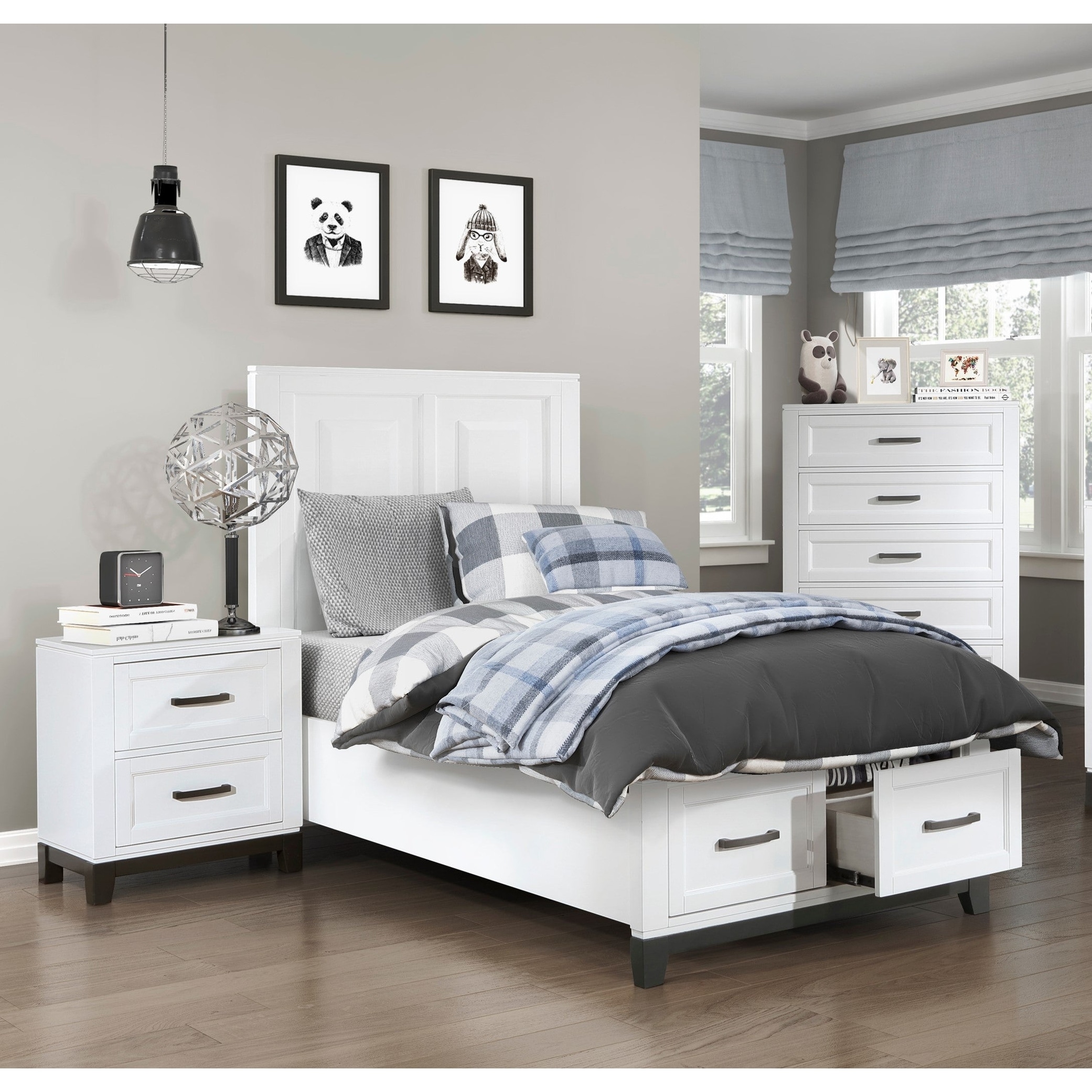 White Finish Bedroom Set Transitional Style