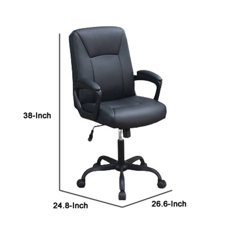 Office Chair with Curved Arms and Leatherette Upholstery, Black