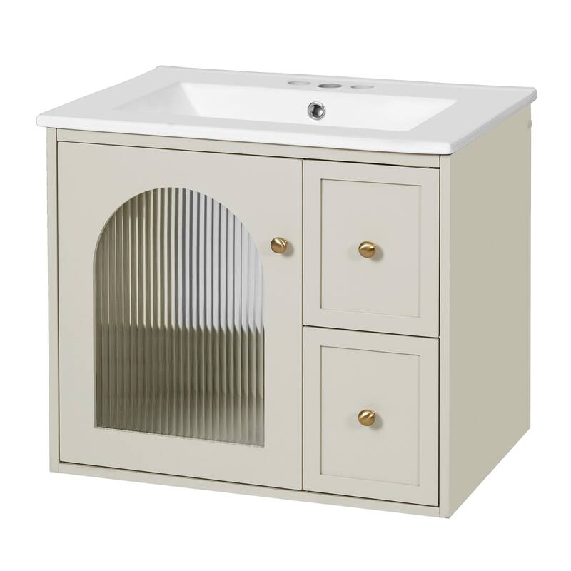 24" Bathroom Vanity Set Wall Mounted for Small Space