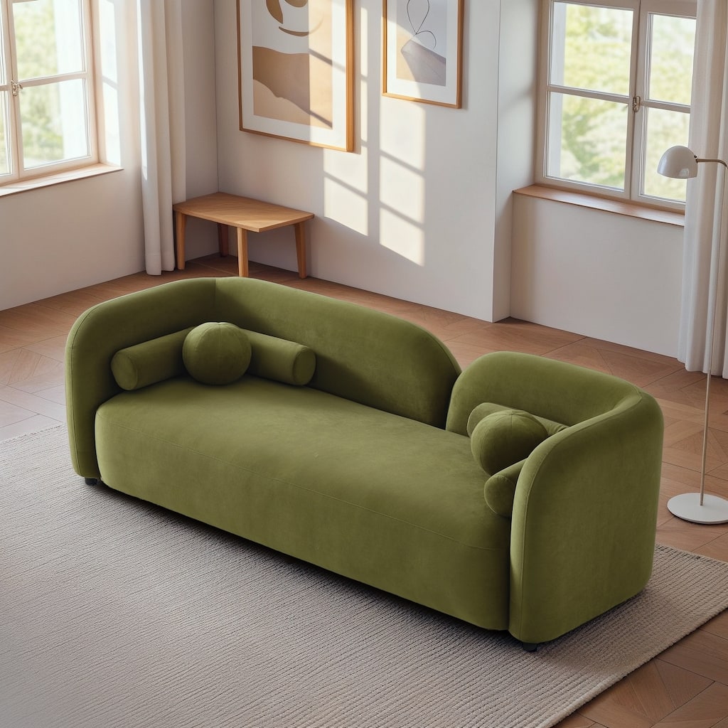 Milet Stylish Velvet Sofa with Solid Wood Frame and Accent Pillows