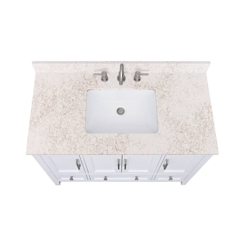 Avanity Quartz Vanity Top with Rectangular Undermount Sinks