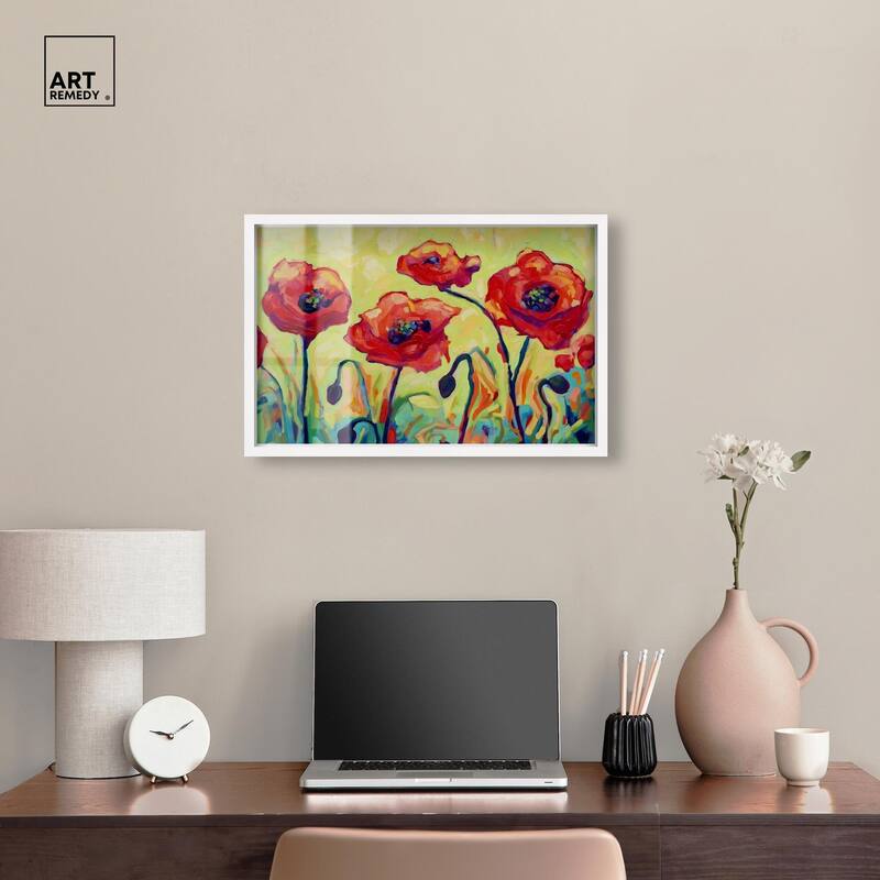 Red Poppy Field II Shadowbox by Art Remedy