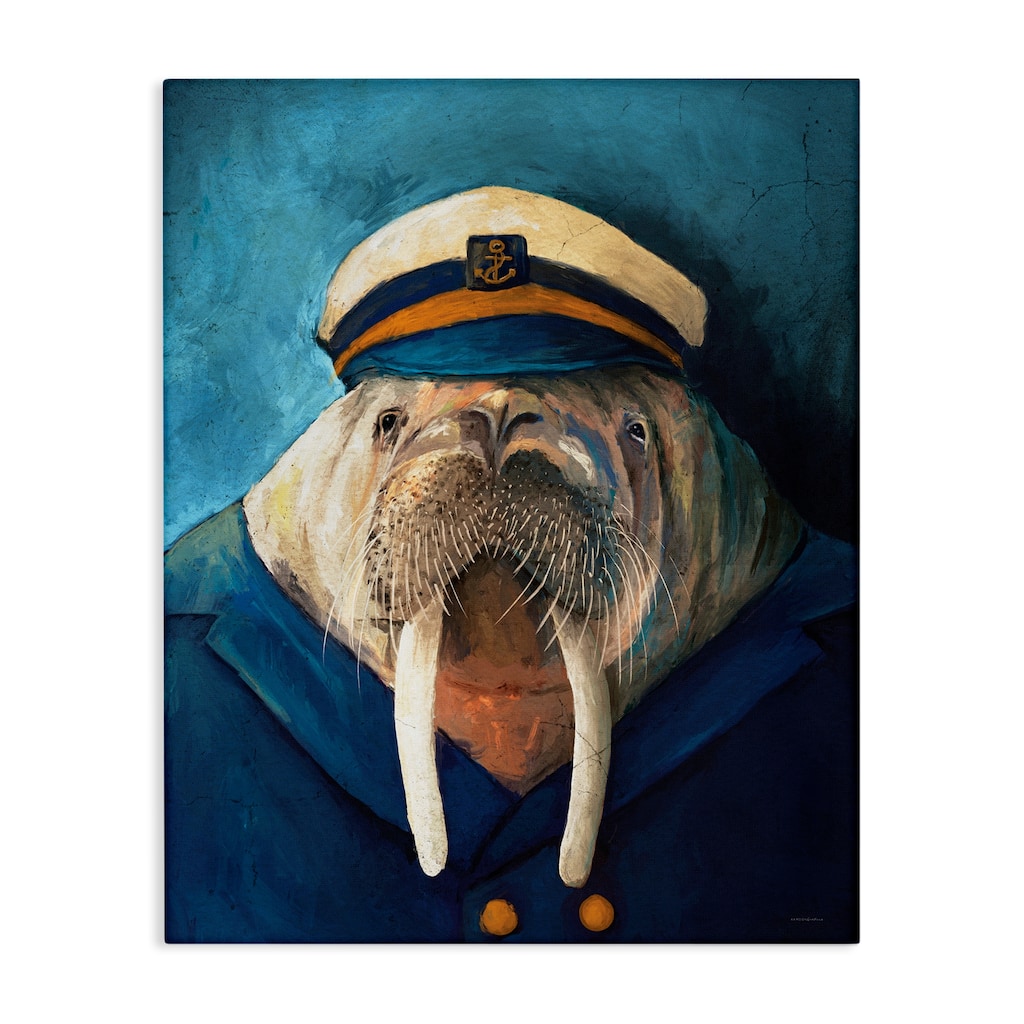 Stupell Sailor Captain Walrus Canvas Wall Art Design By Kamdon Kreations