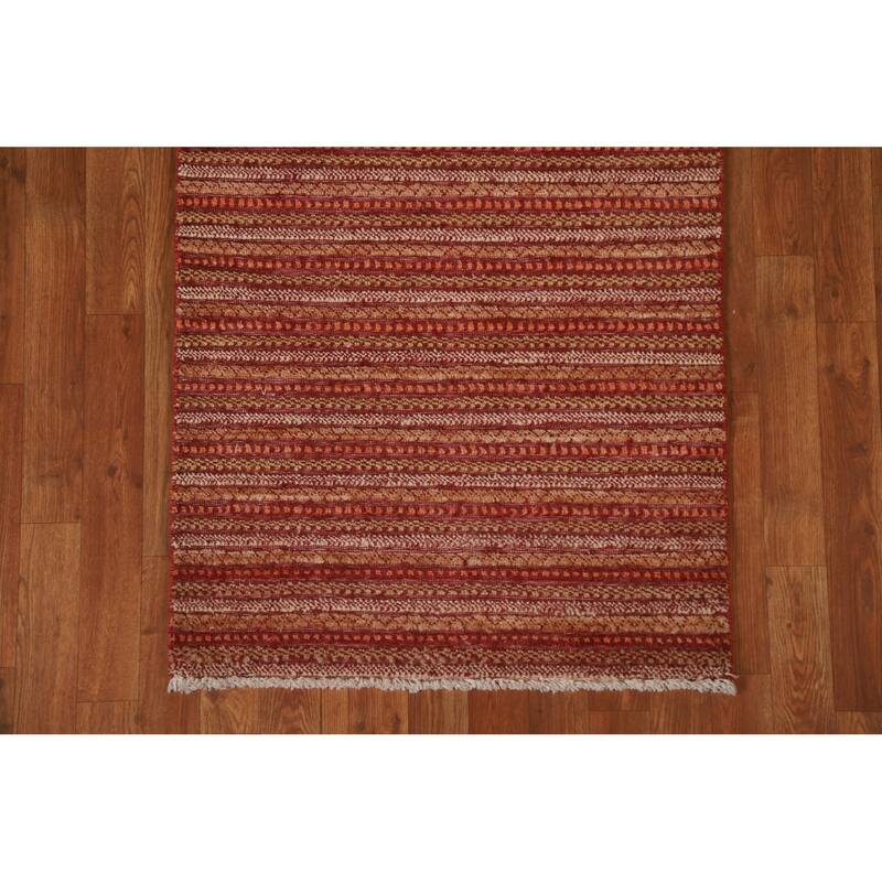Modern Gabbeh Oriental Runner Rug Handmade Wool Carpet - 2'7"x 12'2"