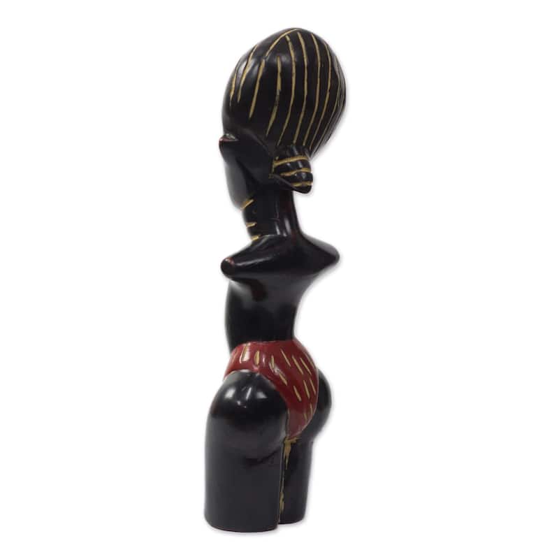 Novica Handmade Obaa Yaa Wood Fertility Doll Sculpture