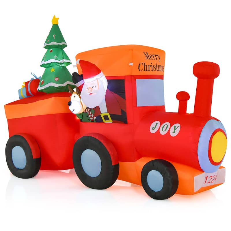 Costway 8 FT Christmas Inflatable Santa Train Decoration with Santa - See Details