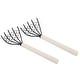 preview thumbnail 1 of 2, 2Pcs 15" 5-Tine Claws Hand Rake Shell Clam Digger Dig Seafood Rake with Mesh Net - Black