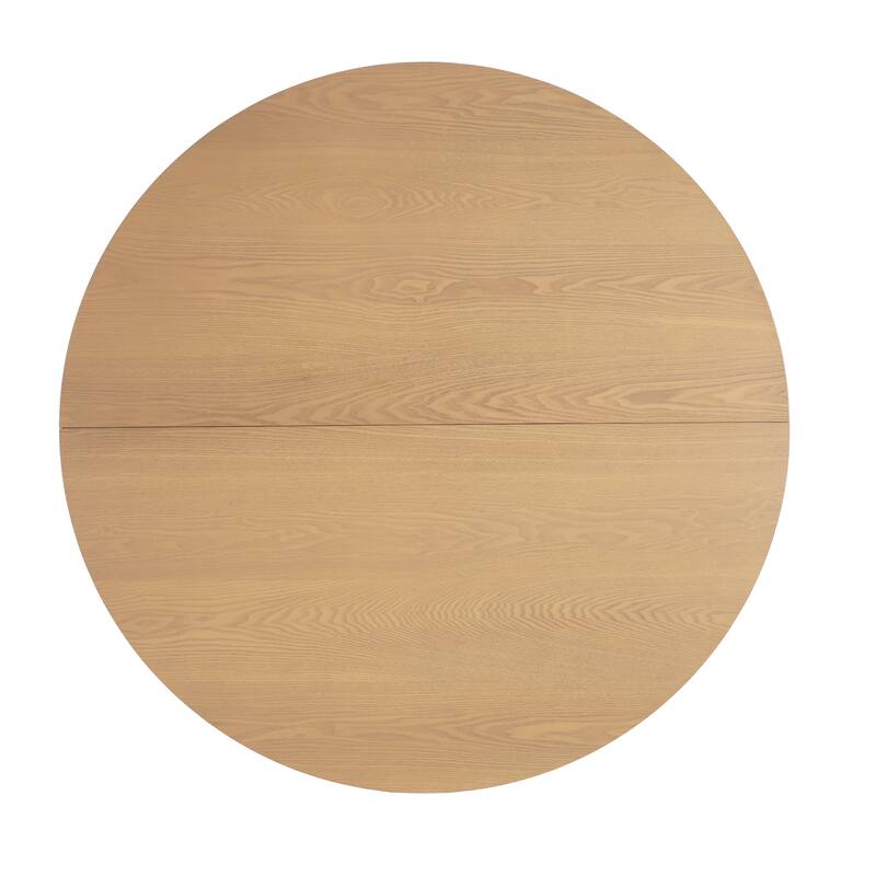 Round Farmhouse Dining Table with Scratch-Resistant Top Kitchen Table with Waterproof Finish for Dining Room