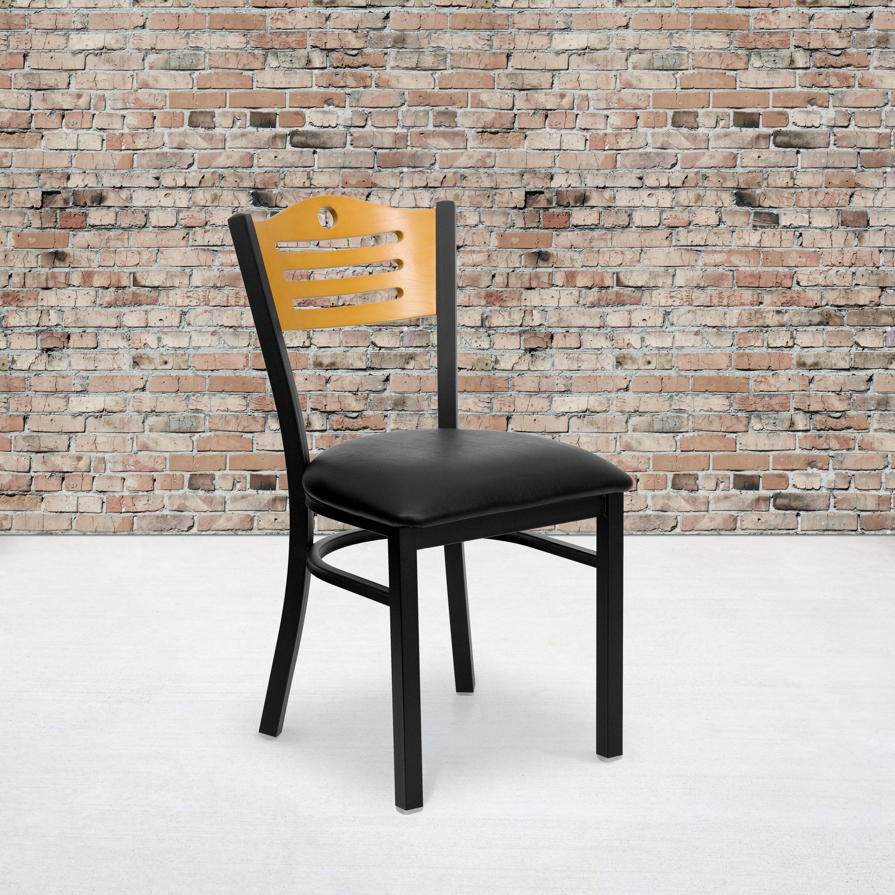 Slat Back Metal Restaurant Chair - 16.75"W x 21.5"D x 32.75"H
